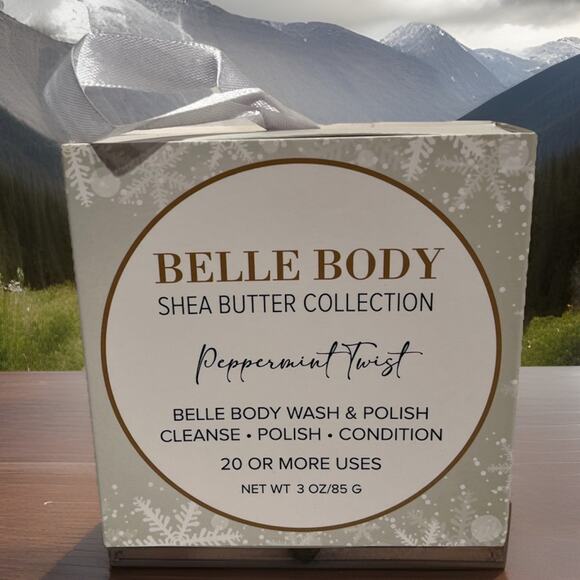 Belle Beauty Body Shea Butter Collection Peppermint Twist Body Wash + Polish New - Picture 3 of 3